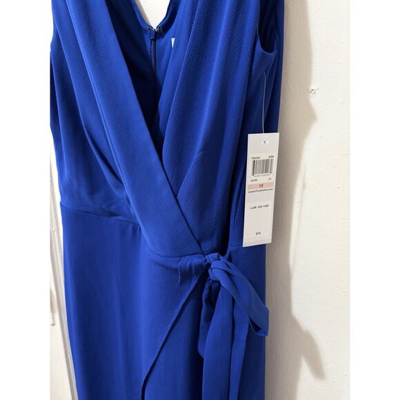 London Times Cobalt Blue Jumpsuit Tie Side V Neck Tank Size 10 - Picture 3 of 7